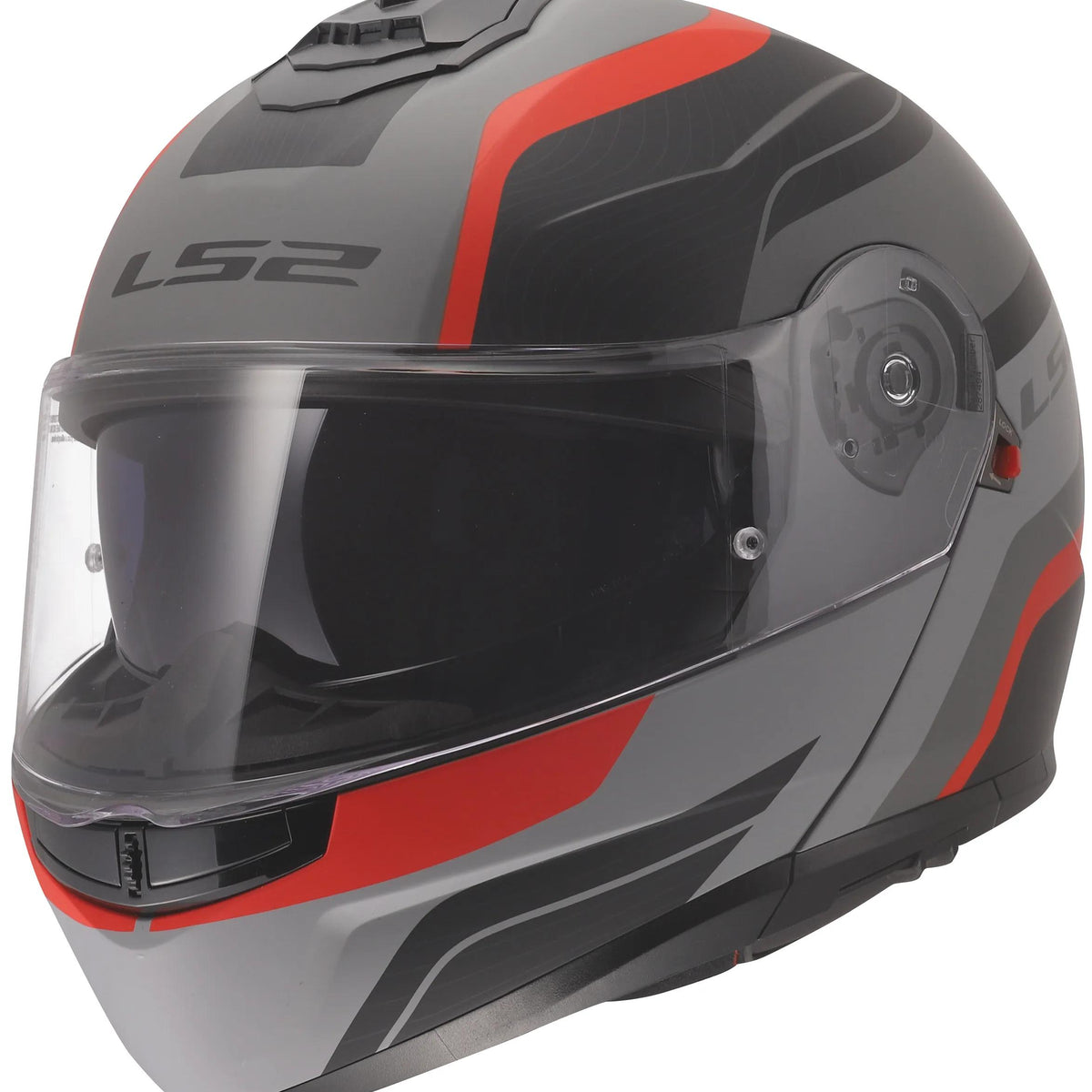 LS2 FF908 Strobe II Monza Zwart/Grijs/Rood Systeemhelm ECE 22.06