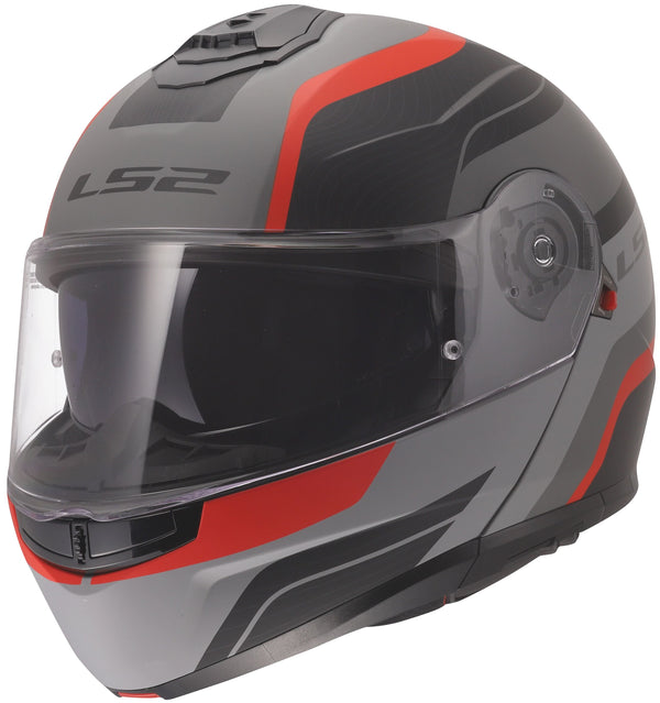 LS2 FF908 Strobe II Monza Mat Zwart Grijs Rood Systeemhelm ECE 22.06