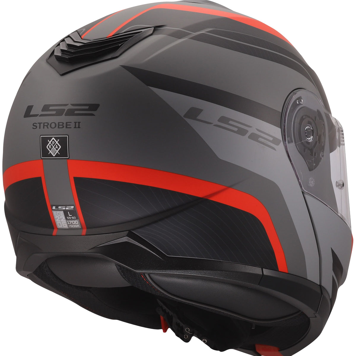 LS2 FF908 Strobe II Monza Mat Zwart Grijs Rood Systeemhelm ECE 22.06 – foto 5