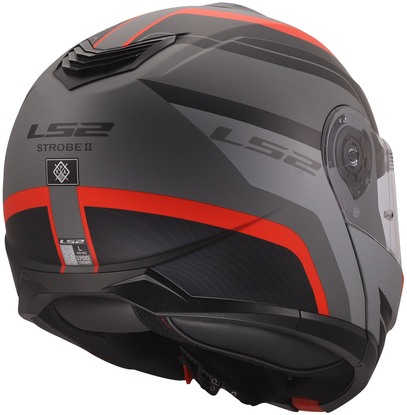LS2 FF908 Strobe II Monza Mat Zwart Grijs Rood Systeemhelm ECE 22.06 – foto 5