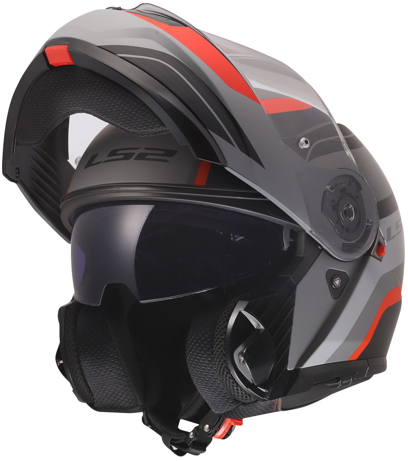 LS2 FF908 Strobe II Monza Mat Zwart Grijs Rood Systeemhelm ECE 22.06 – foto 6