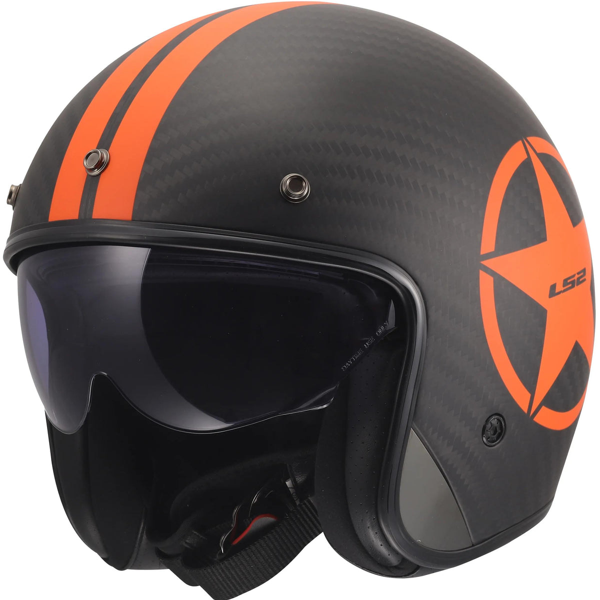 LS2 OF601 Bob II Carbon Star Oranje Jethelm ECE 22.06