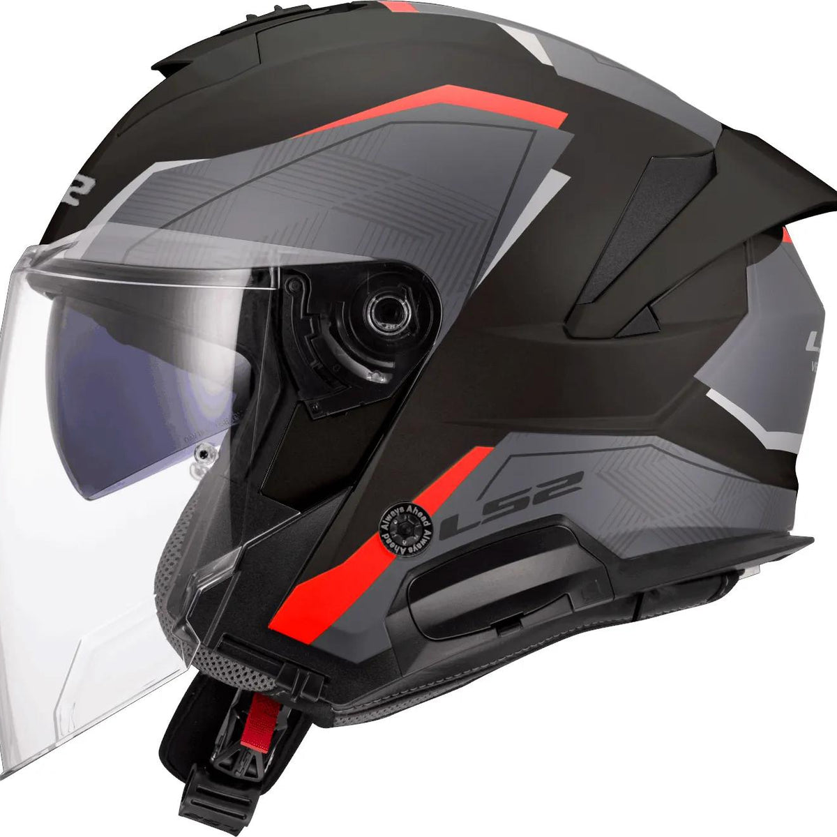 LS2 OF618 Verso II Air Zwart/Rood Jethelm ECE 22.06