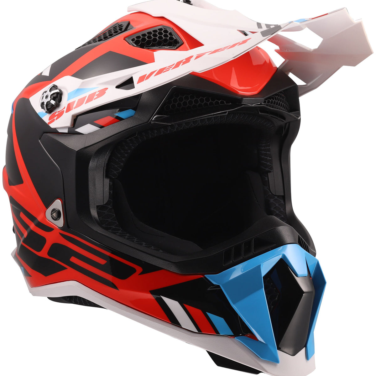 LS2 MX700 Subverter Evo II Stomp Wit/Blauw/Rood Crosshelm ECE 22.06