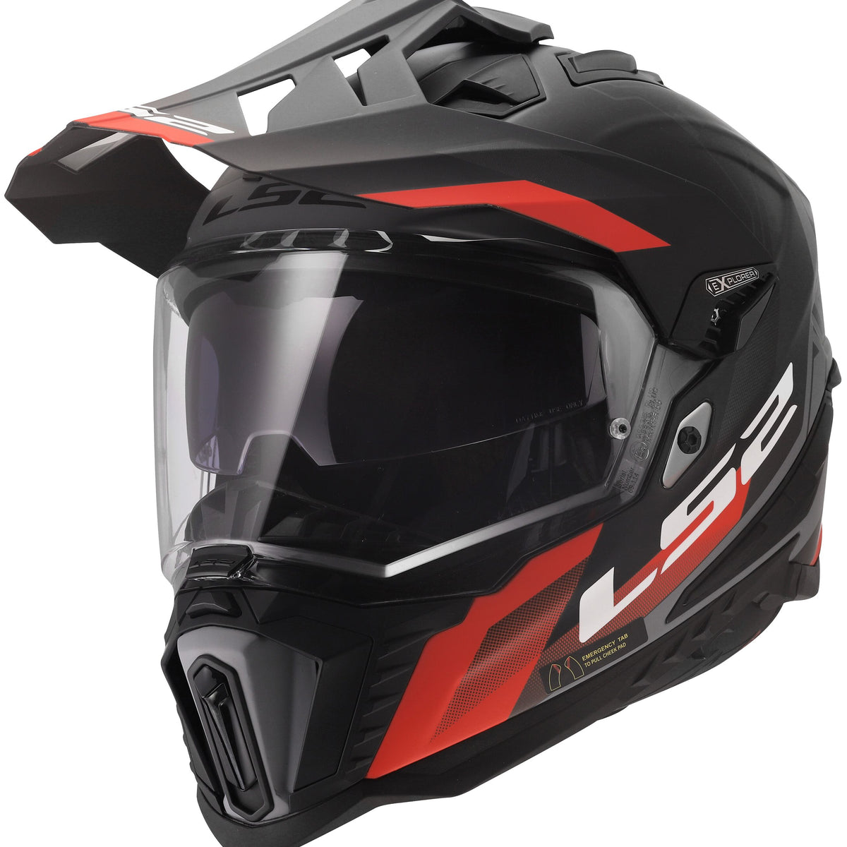 LS2 MX701 Explorer Hexa Zwart/Rood/Grijs Adventurehelm ECE 22.06 – foto 4