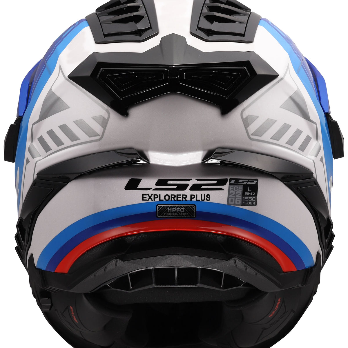 LS2 MX701 Explorer Hexa Wit/Blauw/Rood Adventurehelm ECE 22.06 – foto 2
