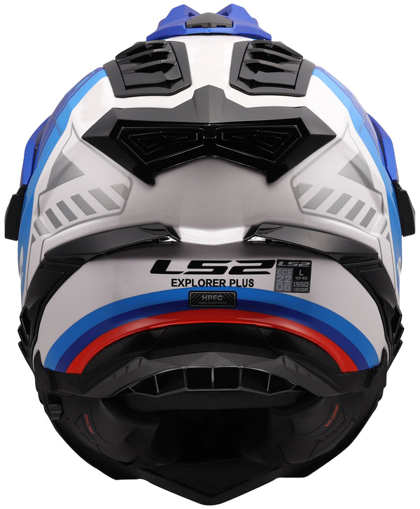 LS2 MX701 Explorer Hexa Wit/Blauw/Rood Adventurehelm ECE 22.06