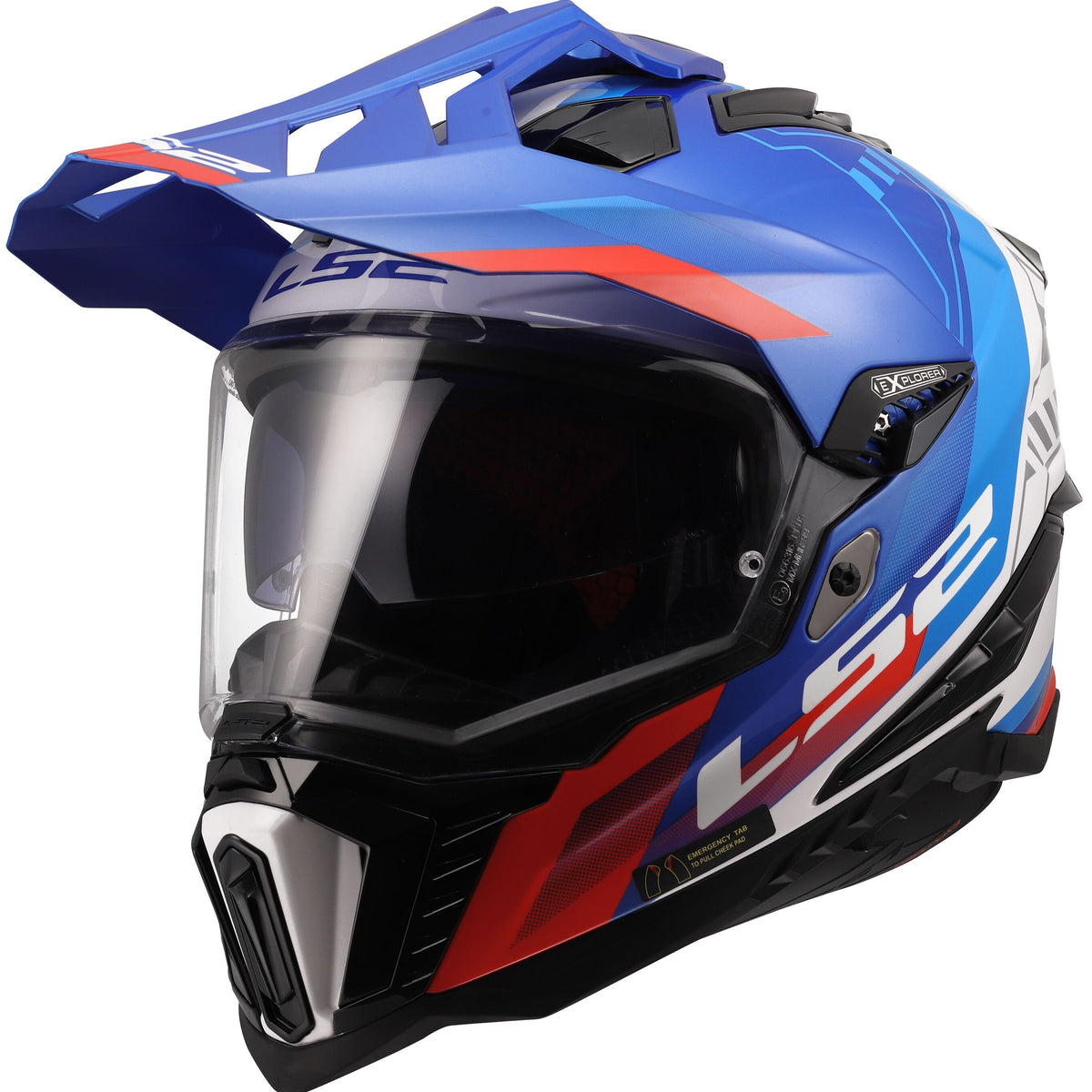 LS2 MX701 Explorer Hexa Wit/Blauw/Rood Adventurehelm ECE 22.06 – foto 4