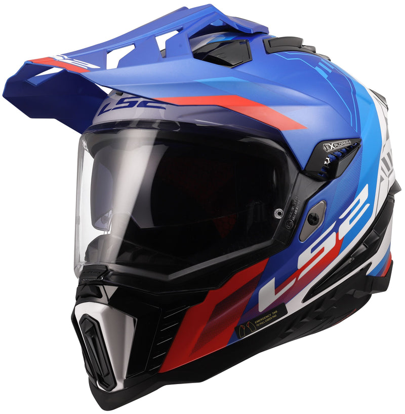 LS2 MX701 Explorer Hexa Wit/Blauw/Rood Adventurehelm ECE 22.06 – foto 4