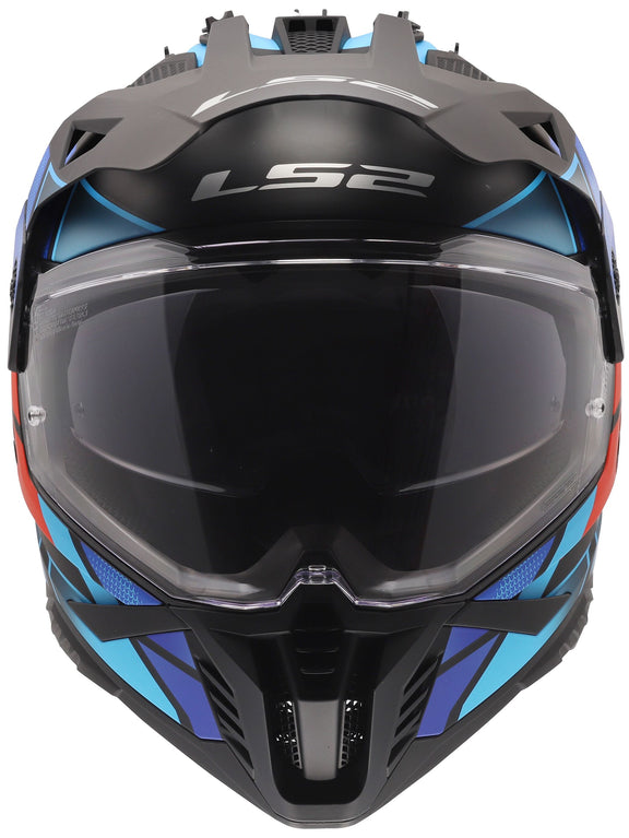LS2 MX702 Pioneer II Block Zwart/Rood/Blauw Adventurehelm ECE 22.06