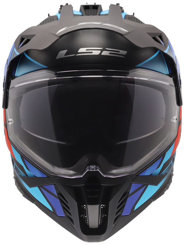 LS2 MX702 Pioneer II Block Zwart/Rood/Blauw Adventurehelm ECE 22.06