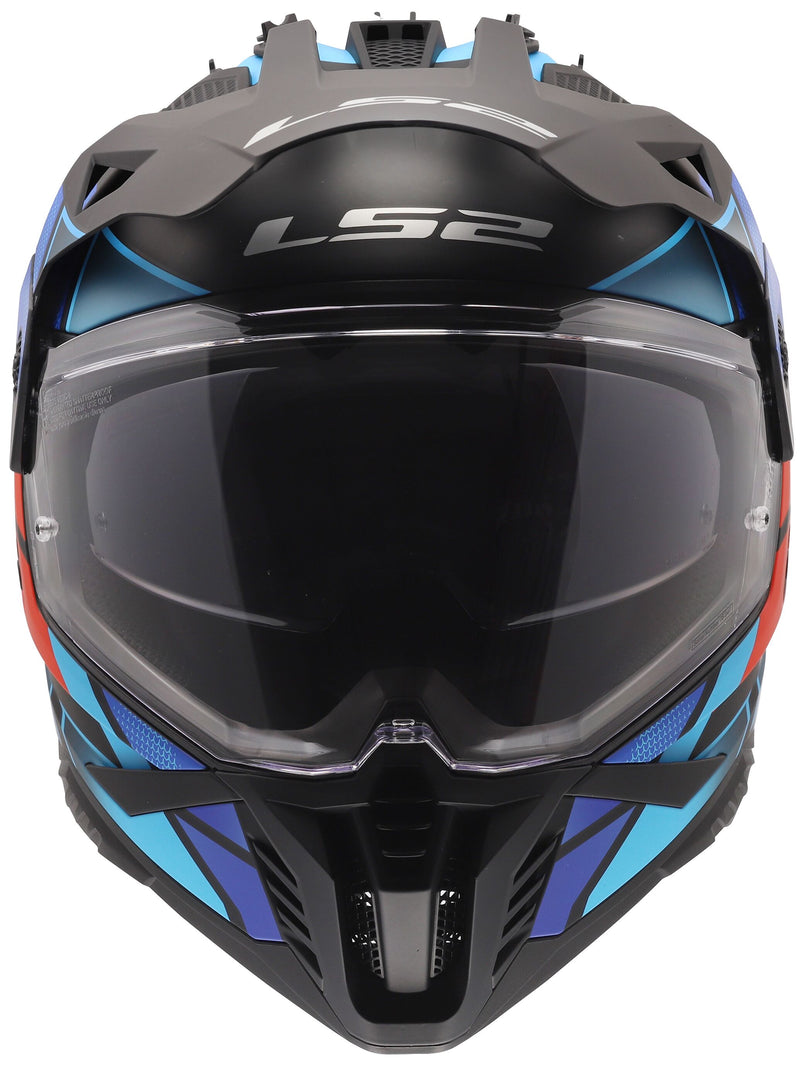 LS2 MX702 Pioneer II Block Zwart/Rood/Blauw Adventurehelm ECE 22.06