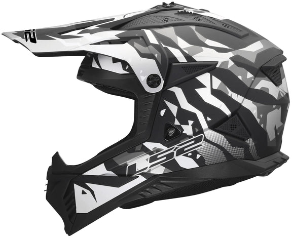 LS2 MX708 Fast II Grotesk Mat Zwart/Grijs Crosshelm ECE 22.06