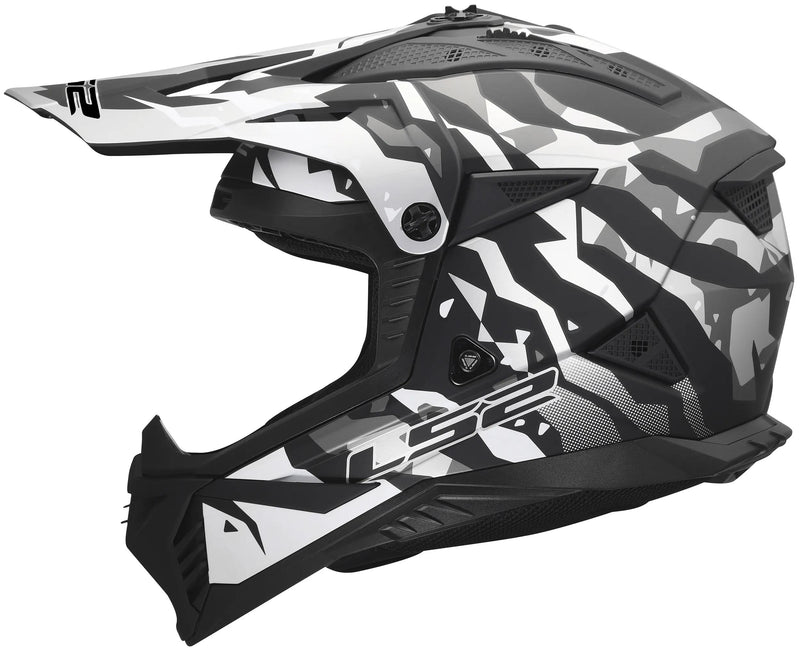 LS2 MX708 Fast II Grotesk Mat Zwart/Grijs Crosshelm ECE 22.06