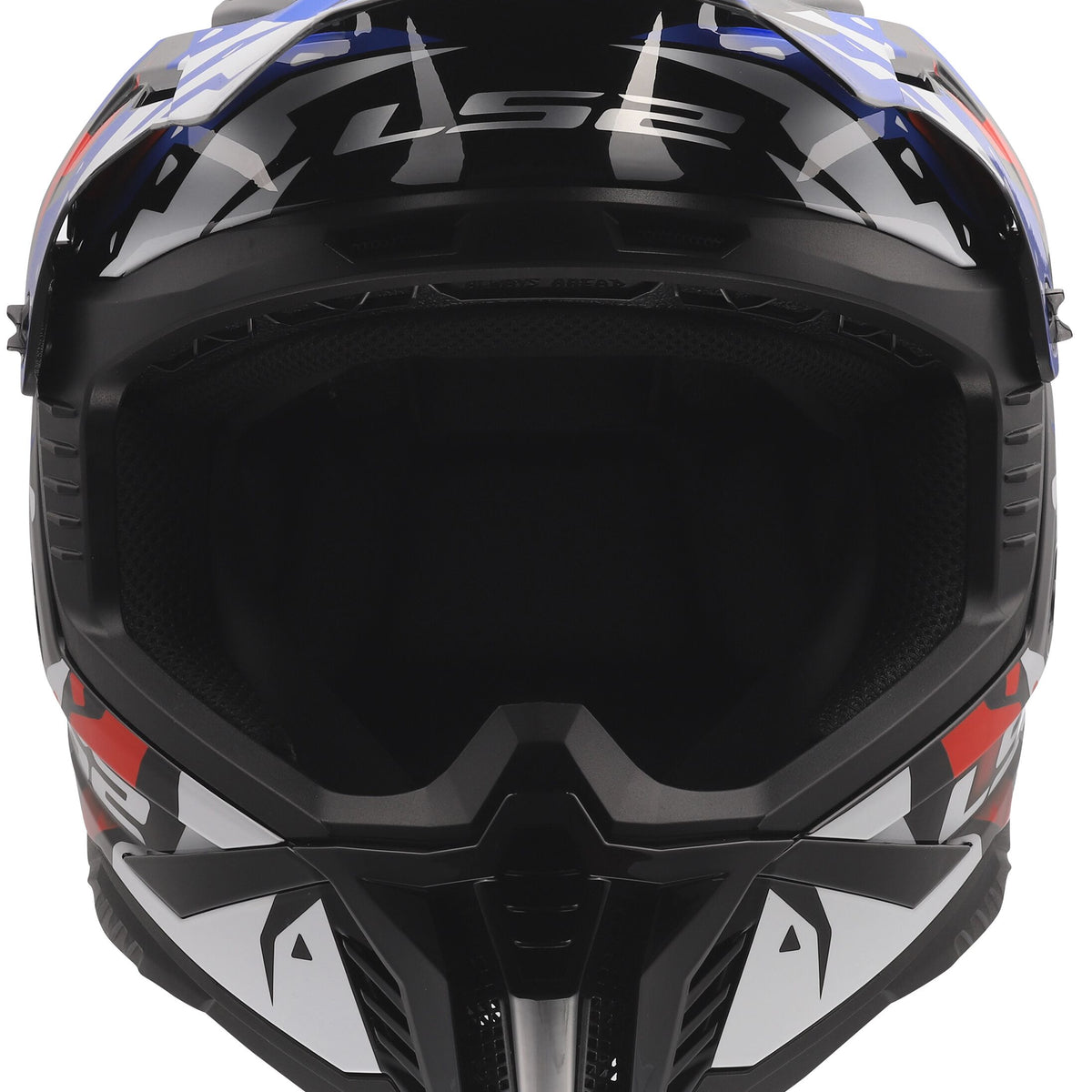 LS2 MX708 Fast II Grotesk Grijs/Blauw/Rood Crosshelm ECE 22.06