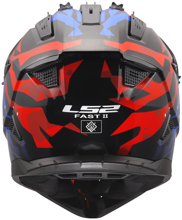 LS2 MX708 Fast II Grotesk Grijs/Blauw/Rood Crosshelm ECE 22.06