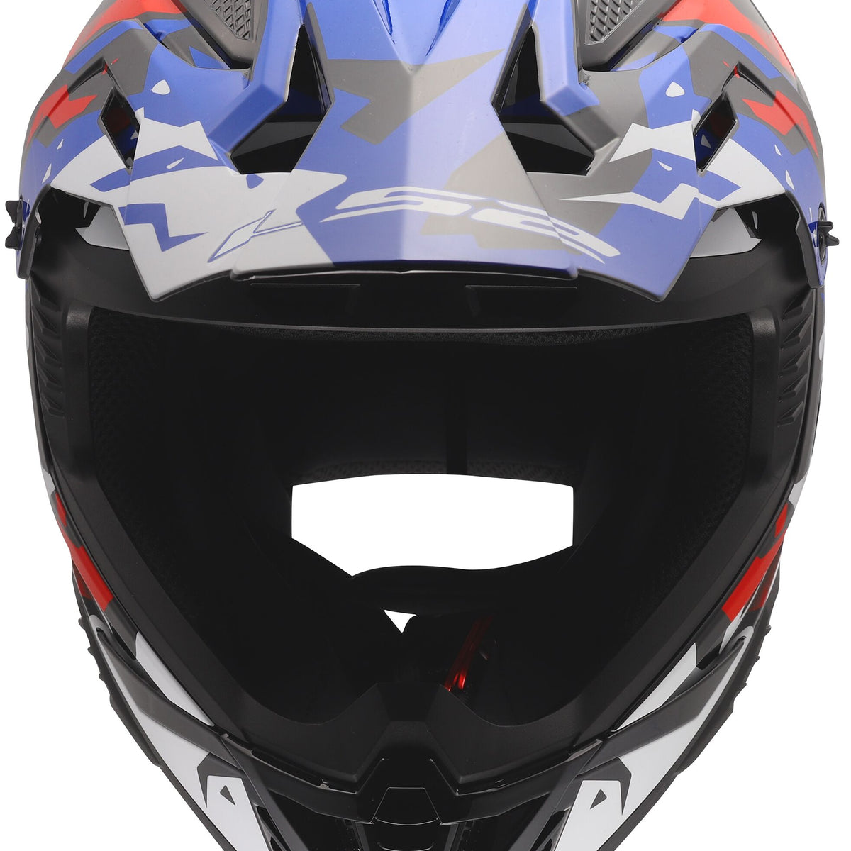 LS2 MX708 Fast II Grotesk Grijs/Blauw/Rood Crosshelm ECE 22.06 – foto 3