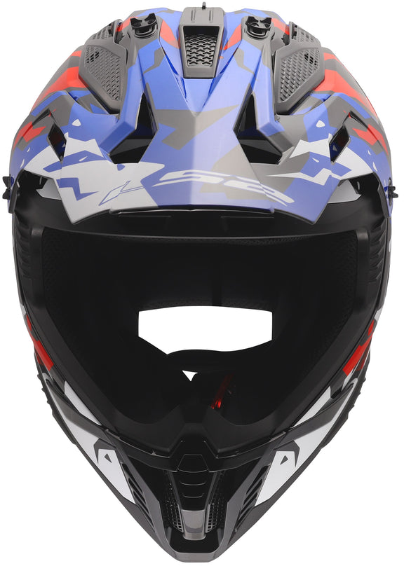 LS2 MX708 Fast II Grotesk Grijs/Blauw/Rood Crosshelm ECE 22.06 – foto 3