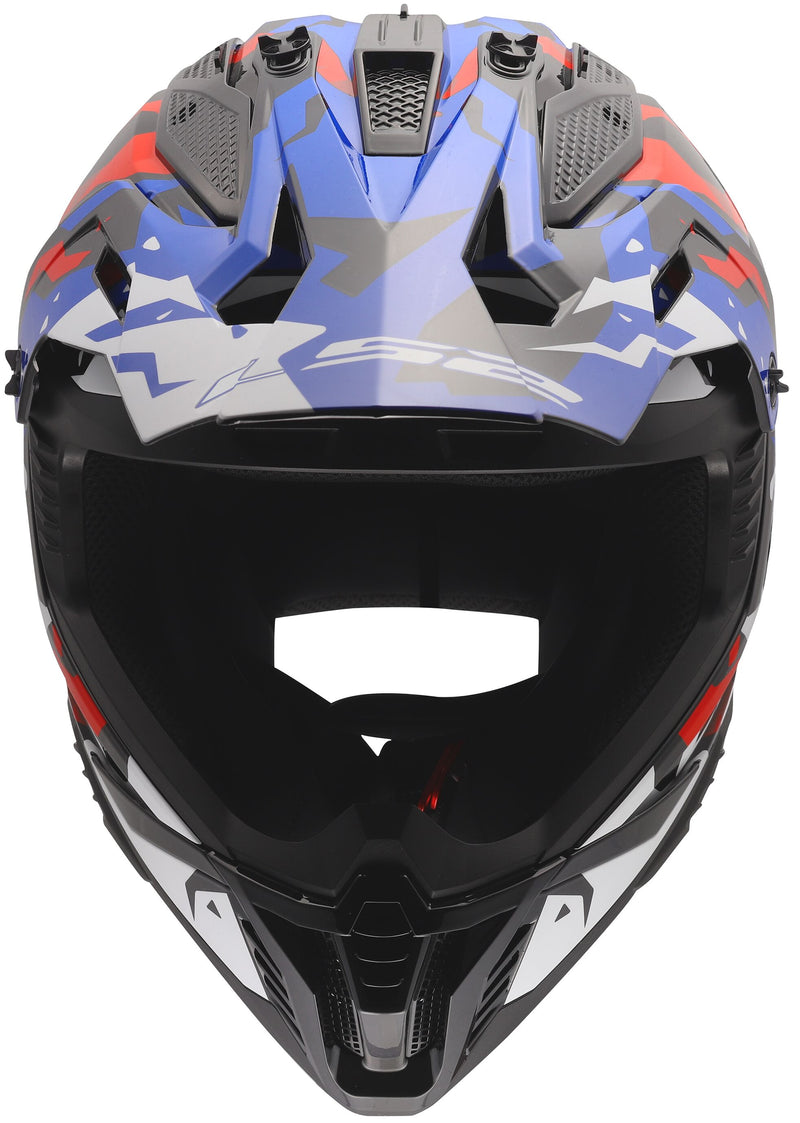 LS2 MX708 Fast II Grotesk Grijs/Blauw/Rood Crosshelm ECE 22.06 – foto 3
