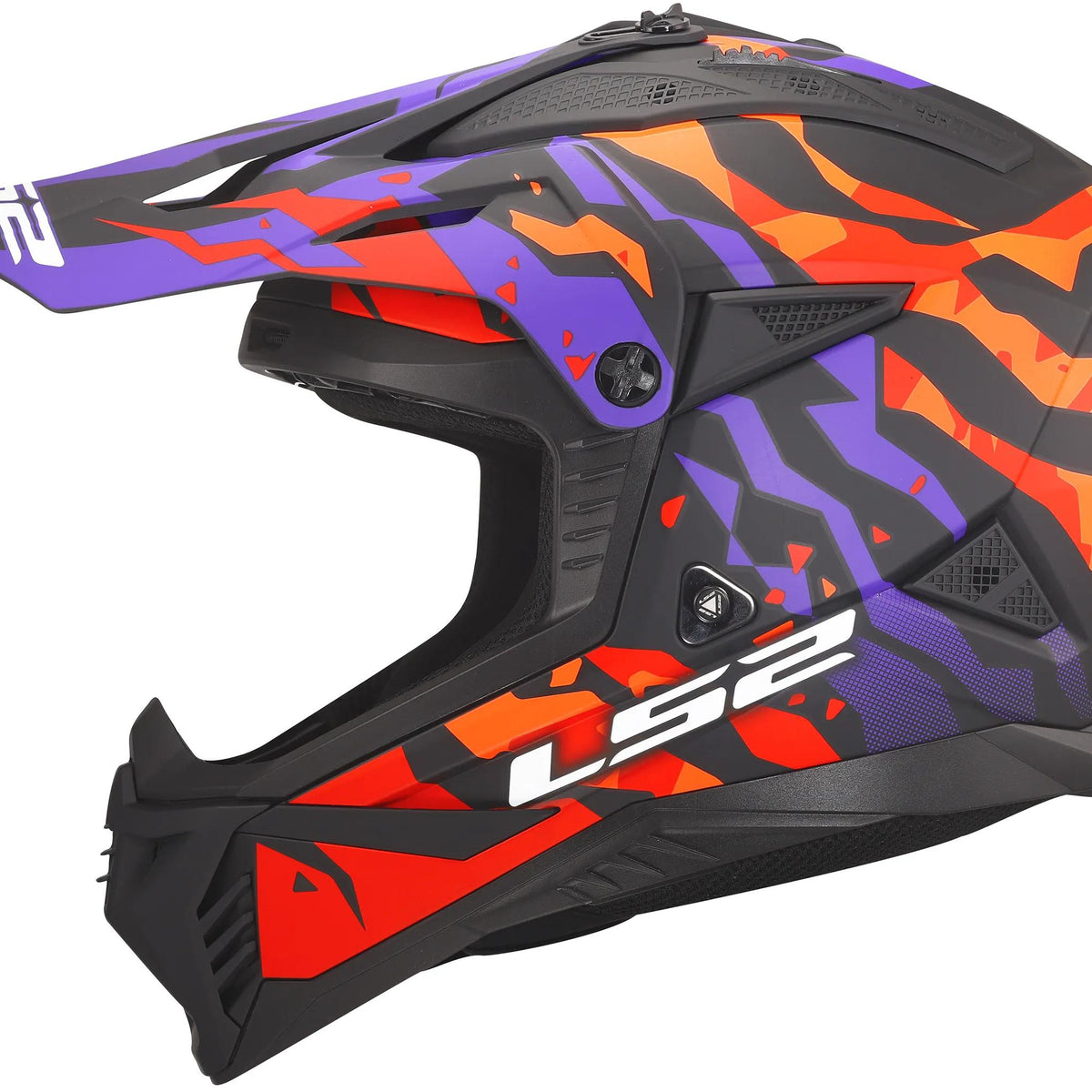 LS2 MX708 Fast II Grotesk Paars/Oranje Mat Crosshelm ECE 22.06