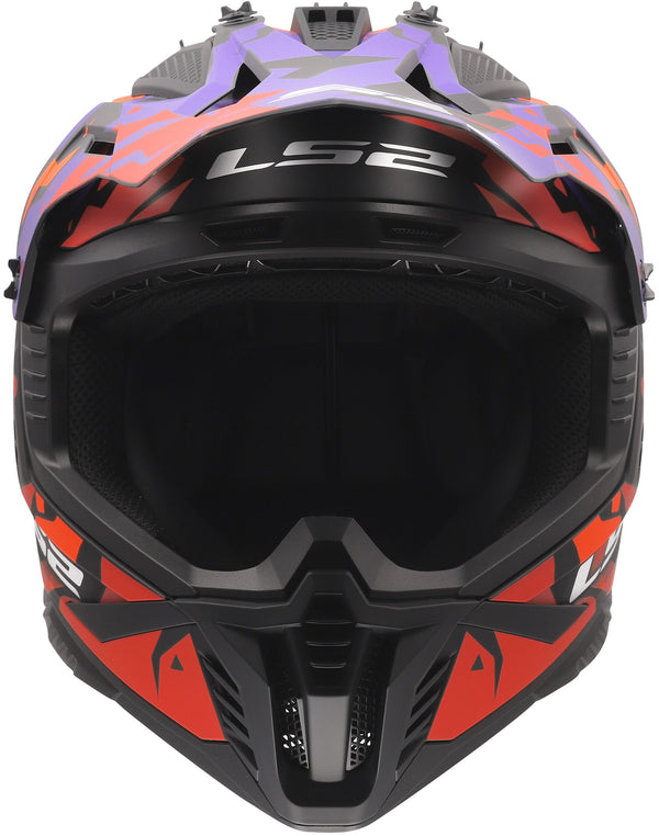 LS2 MX708 Fast II Grotesk Grijs/Paars/Oranje Crosshelm ECE 22.06