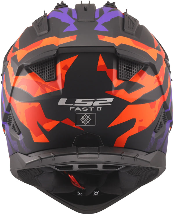 LS2 MX708 Fast II Grotesk Grijs/Paars/Oranje Crosshelm ECE 22.06