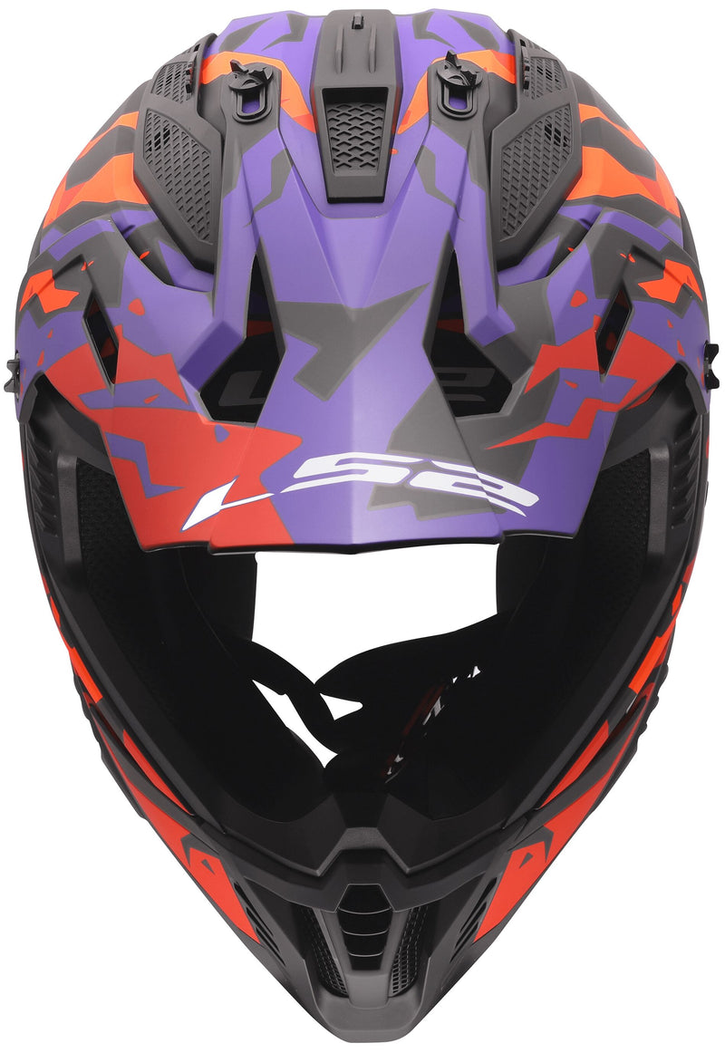 LS2 MX708 Fast II Grotesk Grijs/Paars/Oranje Crosshelm ECE 22.06 – foto 3