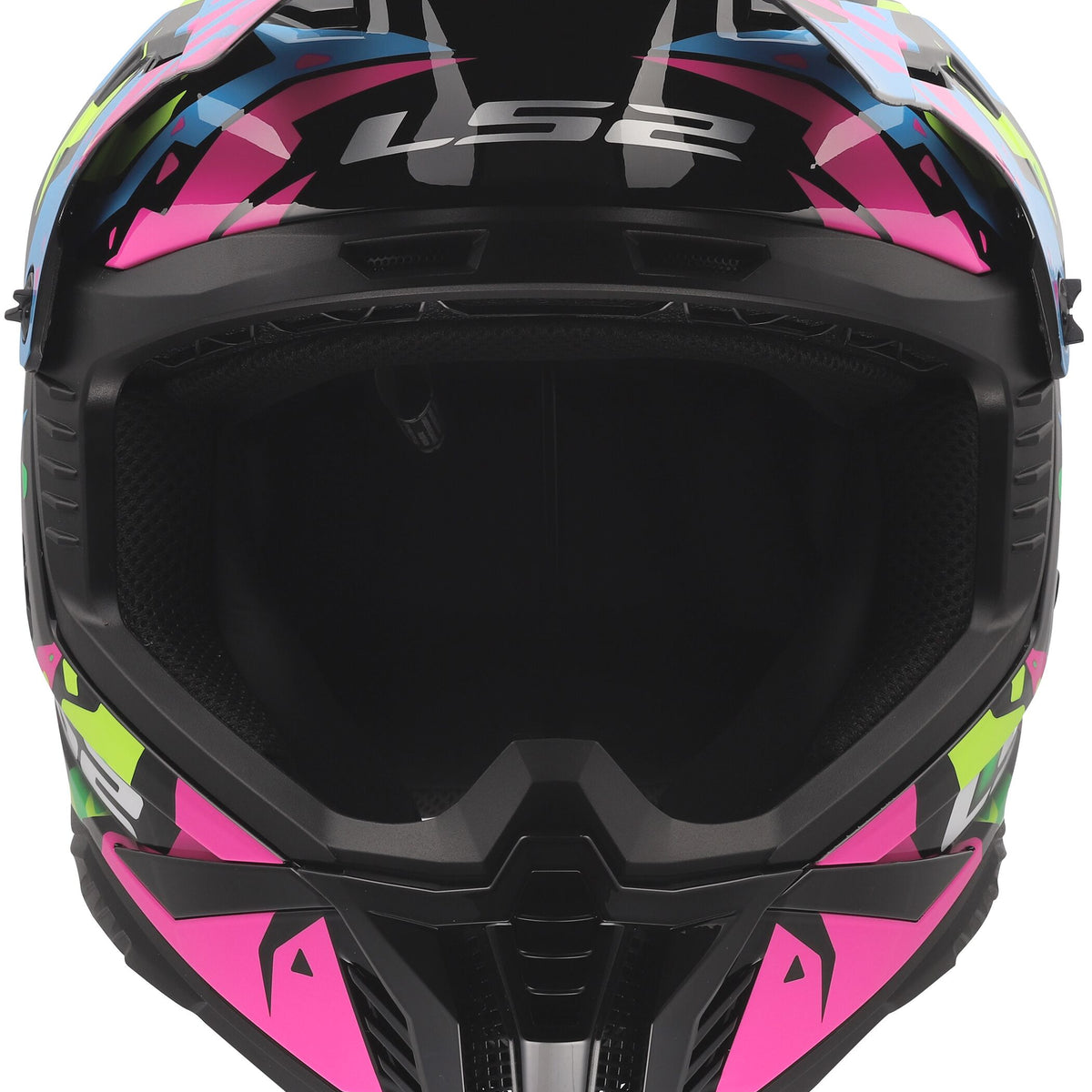 LS2 MX708 Fast II Grotesk Blauw/Roze/Groen Crosshelm ECE 22.06