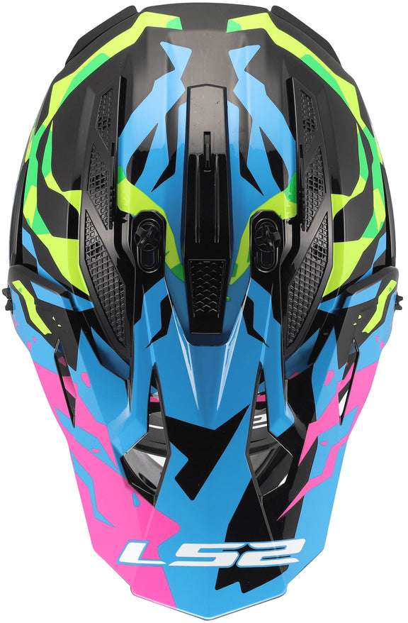 LS2 MX708 Fast II Grotesk Blauw/Roze/Groen Crosshelm ECE 22.06 – foto 4