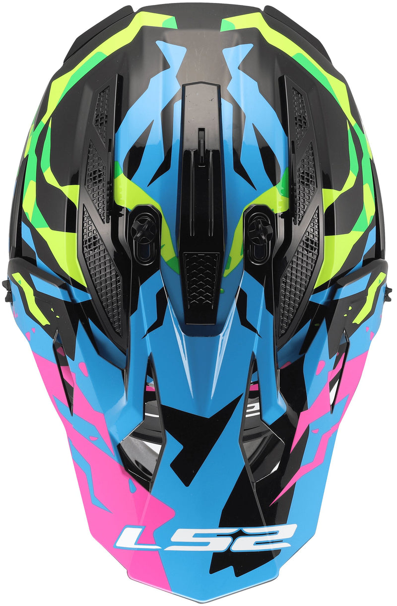 LS2 MX708 Fast II Grotesk Blauw/Roze/Groen Crosshelm ECE 22.06 – foto 4