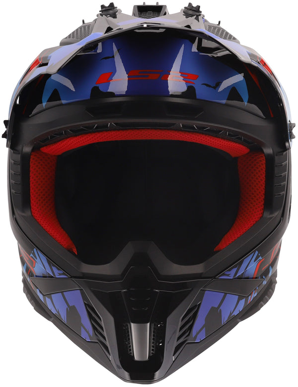 LS2 MX708 Fast II Zombie Zwart/Rood/Blauw Crosshelm ECE 22.06