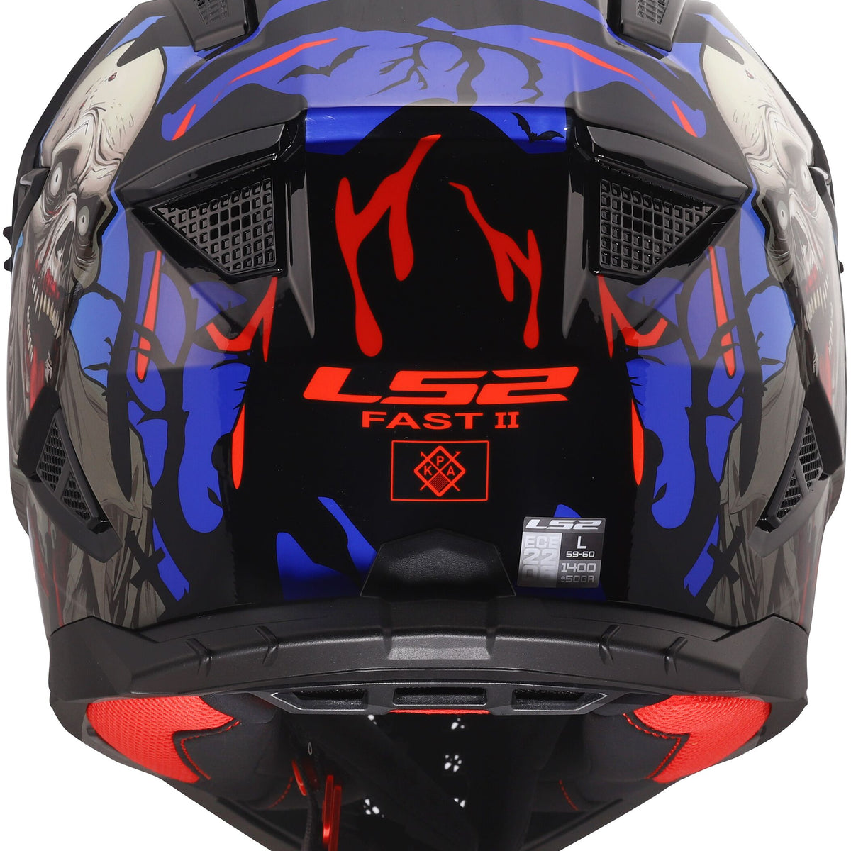LS2 MX708 Fast II Zombie Zwart/Rood/Blauw Crosshelm ECE 22.06 – foto 2