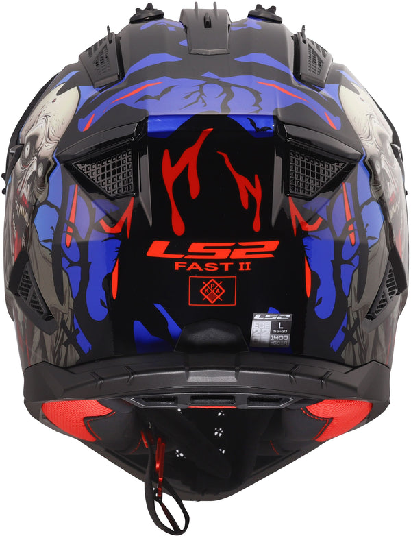 LS2 MX708 Fast II Zombie Zwart/Rood/Blauw Crosshelm ECE 22.06