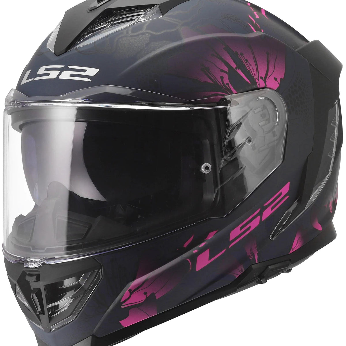 LS2 FF818 Storm III Burst Brushes Mat Zwart/Roze Integraalhelm ECE 22.06