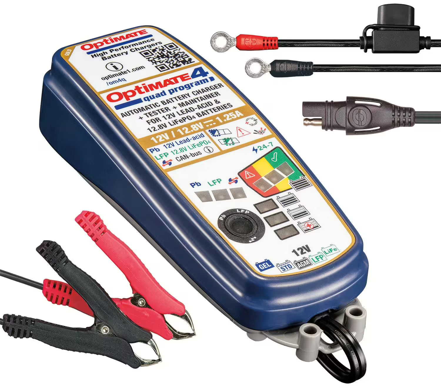 Acculader TECMATE "OptiMATE 4 Quad Programma" – General Purpose Battery Chargers kopen bij WheelsWork | Motoronderdelen, Gereedschap & Accessoires