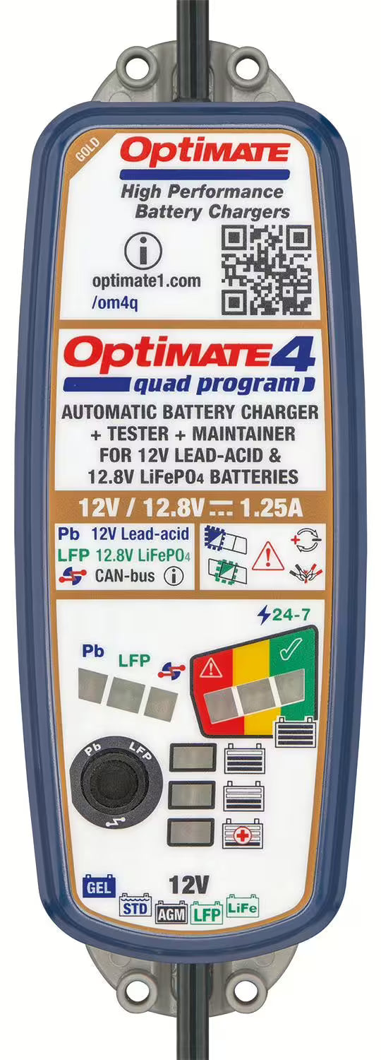 Acculader TECMATE "OptiMATE 4 Quad Programma" – General Purpose Battery Chargers kopen bij WheelsWork | Motoronderdelen, Gereedschap & Accessoires