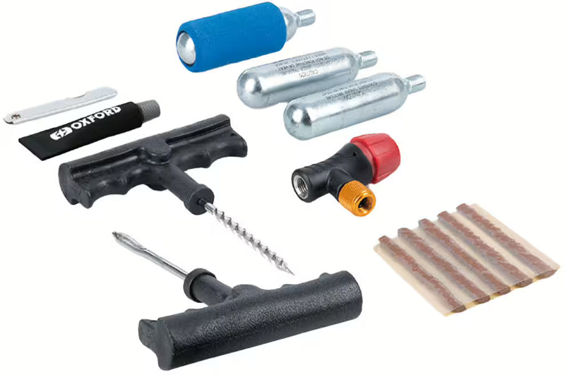 Oxford CO2 Reifenreparaturset – Komplettes Reifenreparaturset mit Tasche