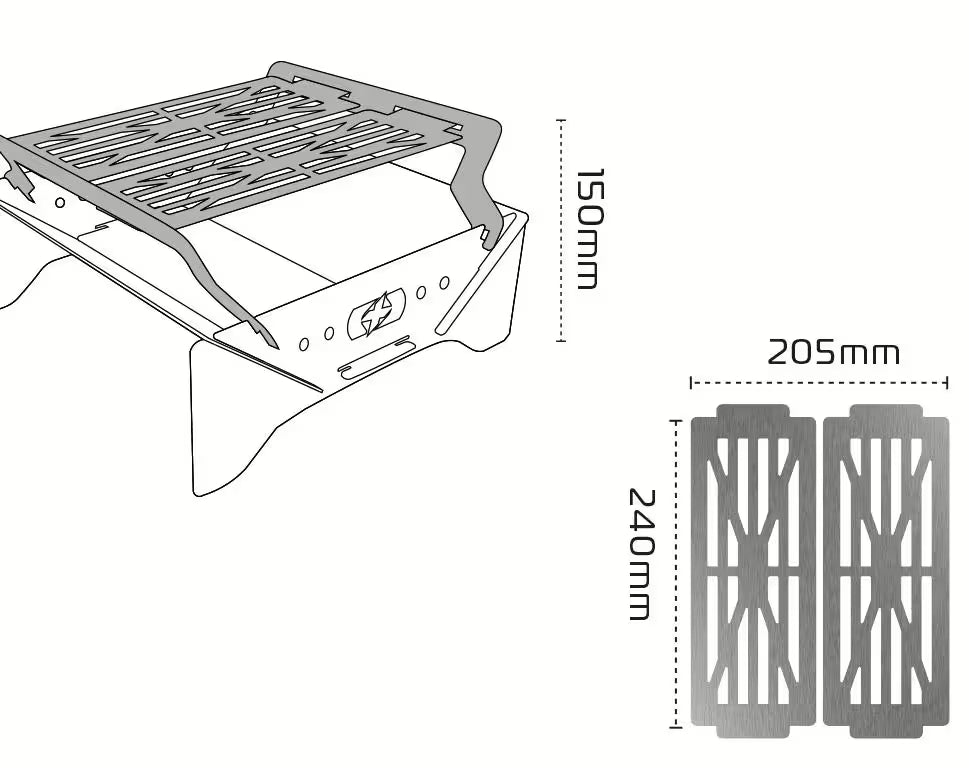 Oxford Grill Grate Set – 2-Piece Stainless Steel Grater with Carrying Bag