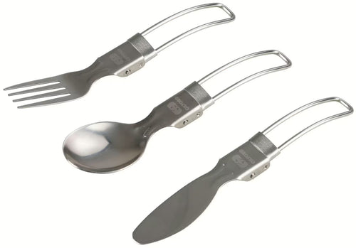 Oxford Campingbestek Set – 3-delige RVS Opvouwbare Set met Tas