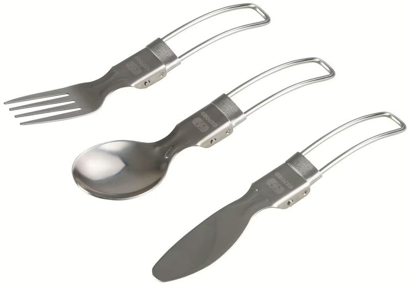 Oxford Campingbestek Set – 3-delige RVS Opvouwbare Set met Tas