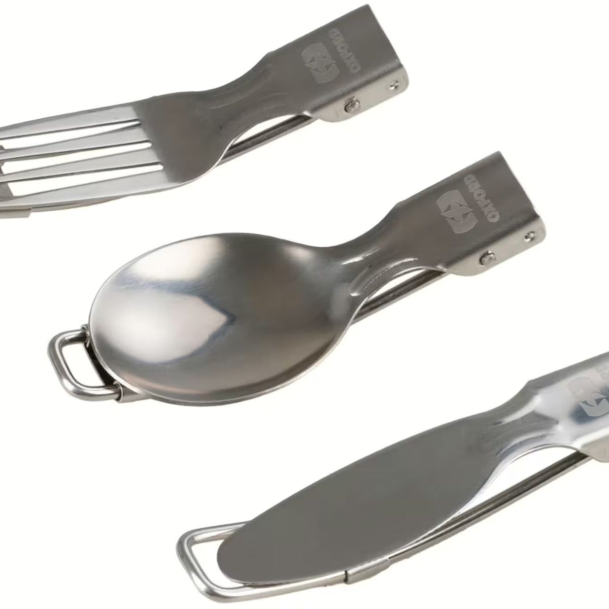 Oxford Campingbestek Set – 3-delige RVS Opvouwbare Set met Tas
