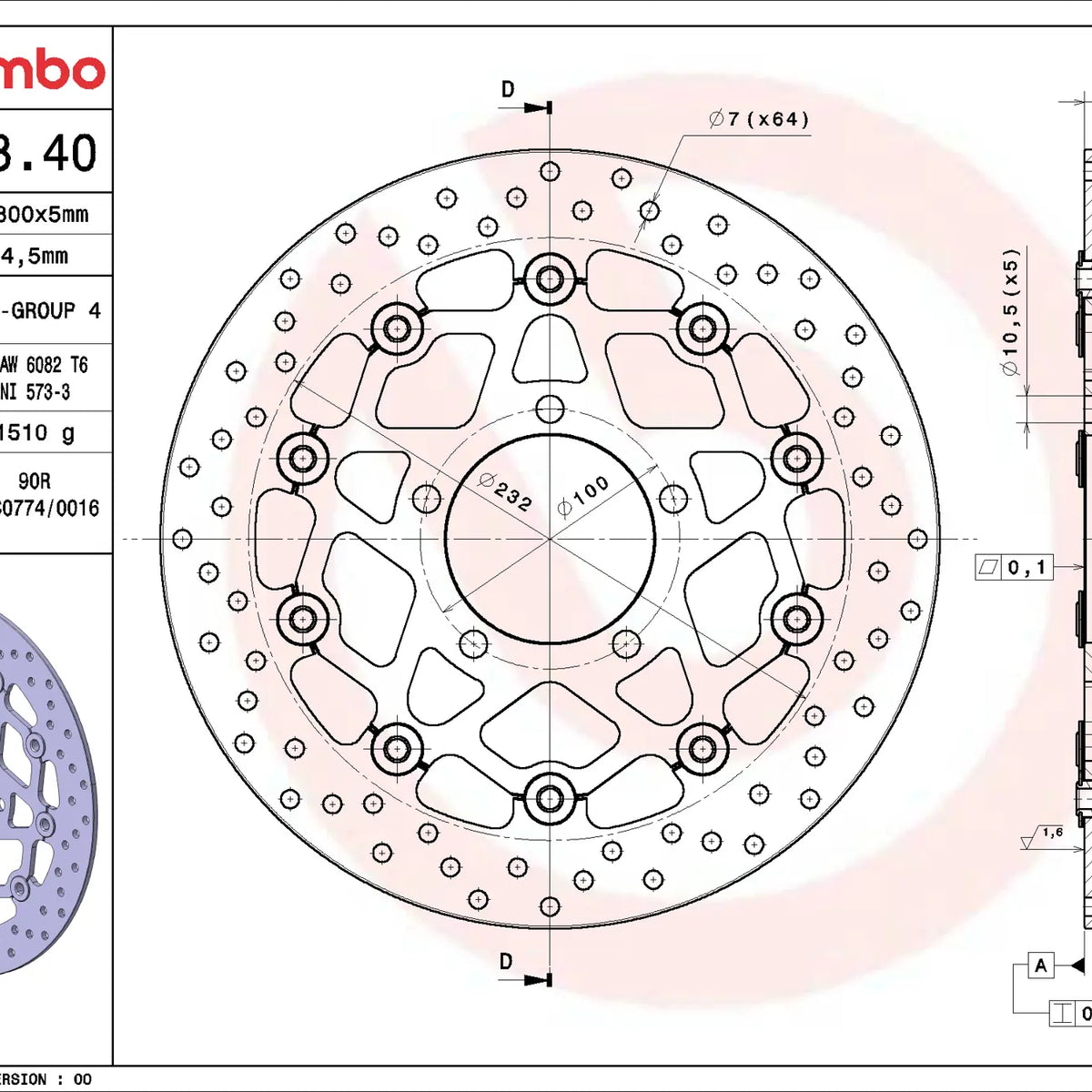 Brembo Serie Oro voorremschijf 300 x 5,0 mm Kawasaki 78B40840