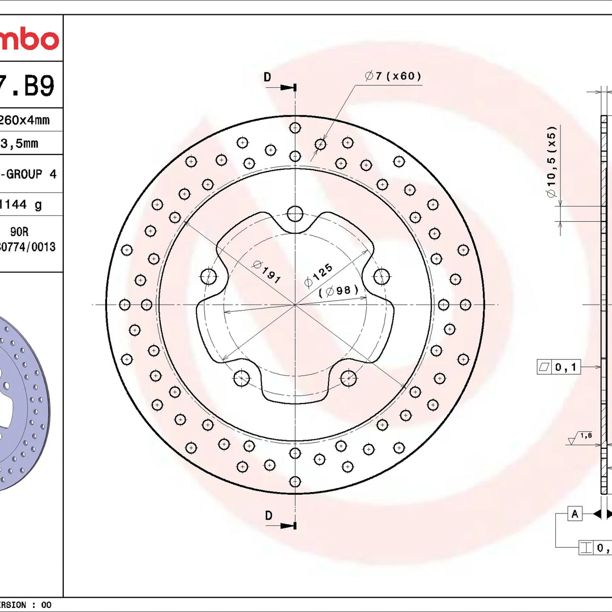 Brembo Serie Oro remschijf 68B407B9