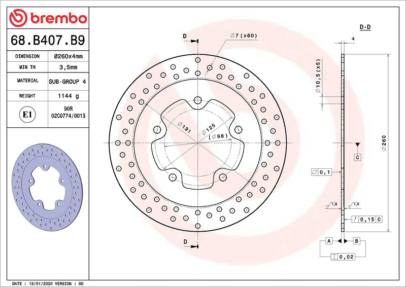 Brembo Serie Oro remschijf 68B407B9