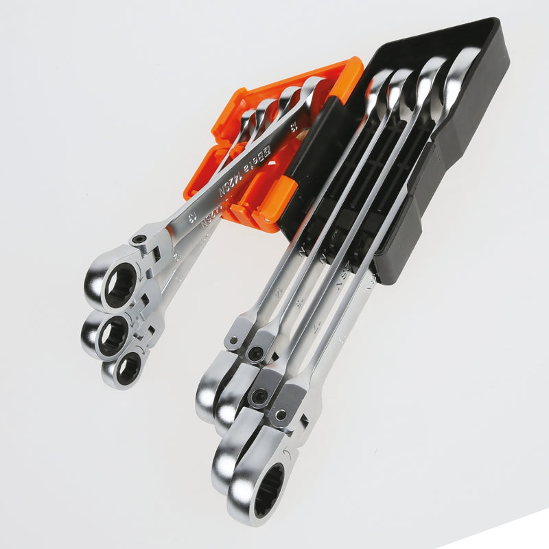Beta Tools 142SN/SC8 Ratelringsteeksleutel Set – 8 Delig – Scharnierend – Compacte Houder