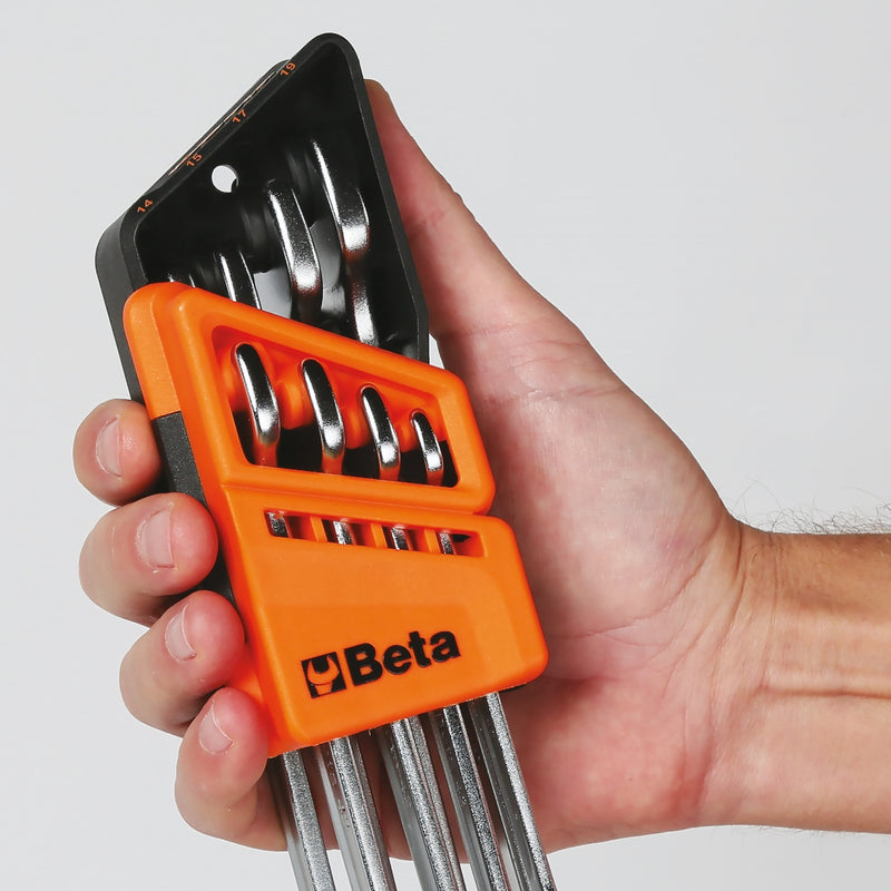 Beta Tools 142SN/SC8 Ratelringsteeksleutel Set – 8 Delig – Scharnierend – Compacte Houder