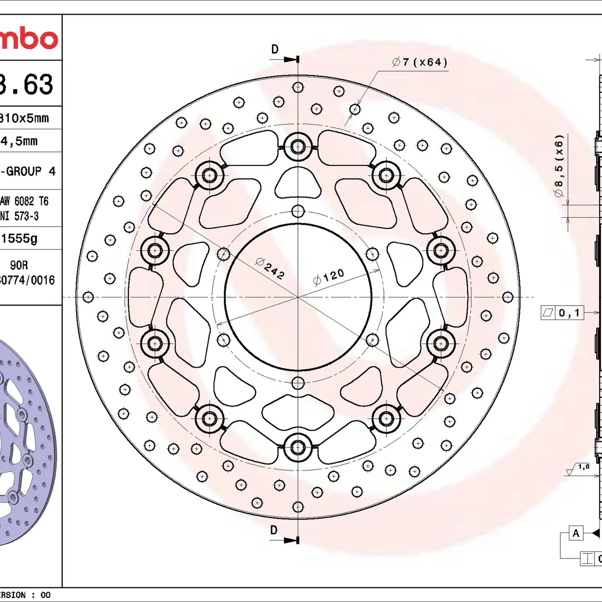 Brembo Serie Oro voorremschijf 310 x 5,0 mm Suzuki 78B40863