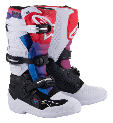 Alpinestars Tech 7s Junior White/Black/Rainbow Motocross Boots