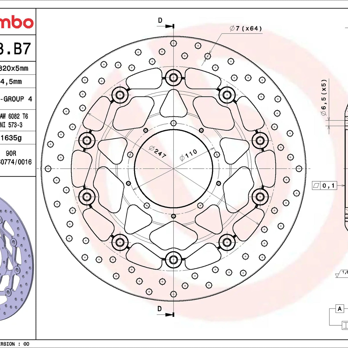 Brembo Serie Oro voorremschijf 320 x 5,0 mm 78B408B7