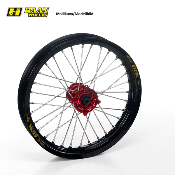 Haan Compleet Wiel 21x1,60 KTM SX/SX-F +NIP+SPOKE 2015-2025 Naaf rood, Velg zwart